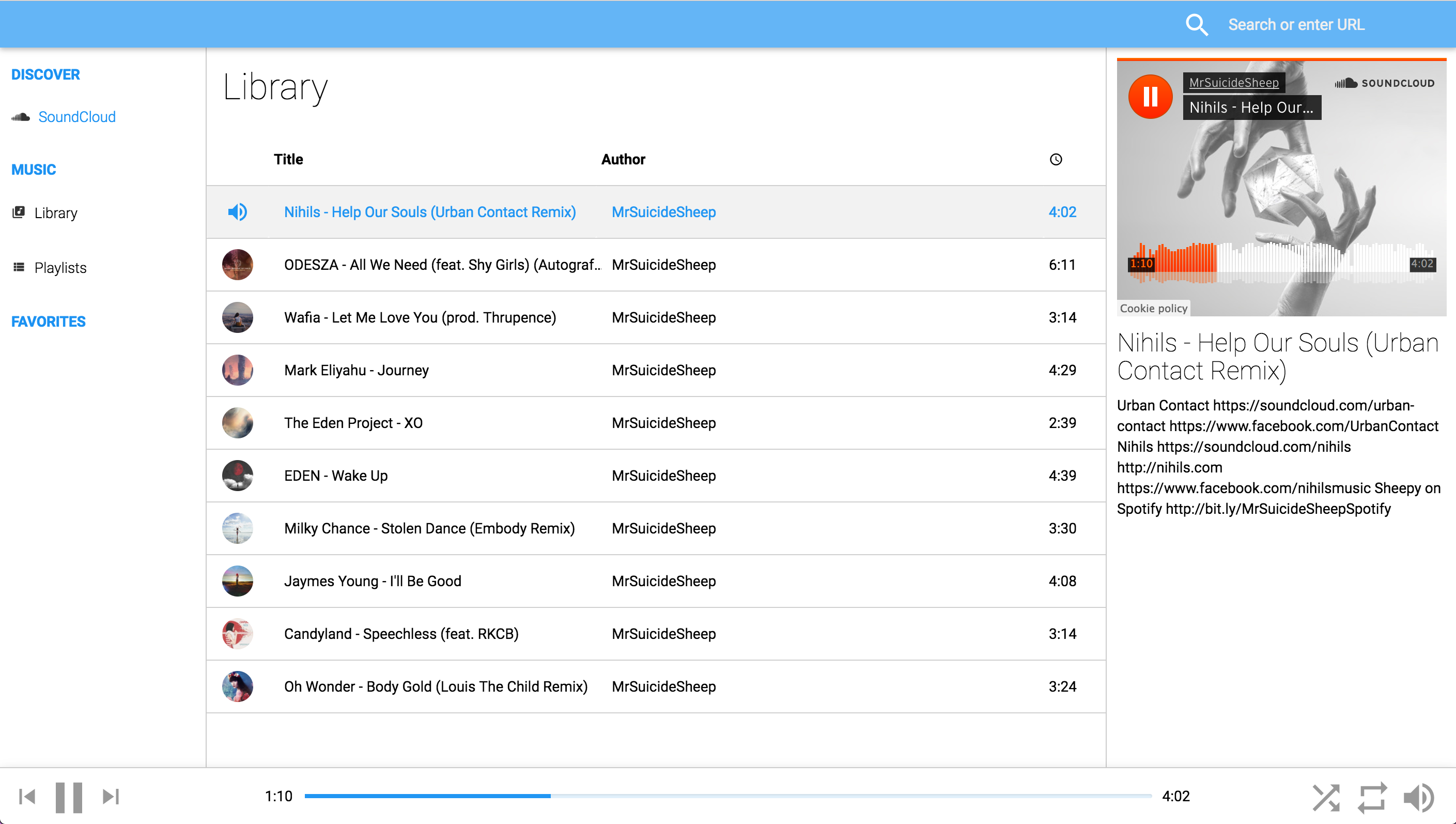 BeatCabinet music player main interface