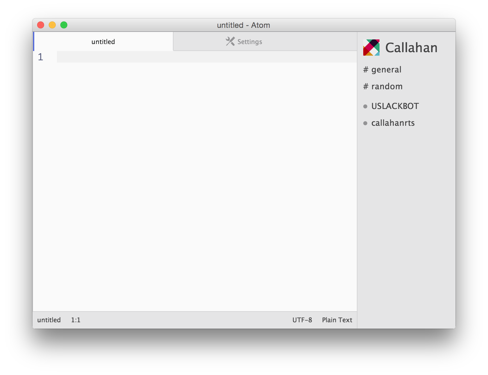 Slack-Chat team member list inside Atom editor